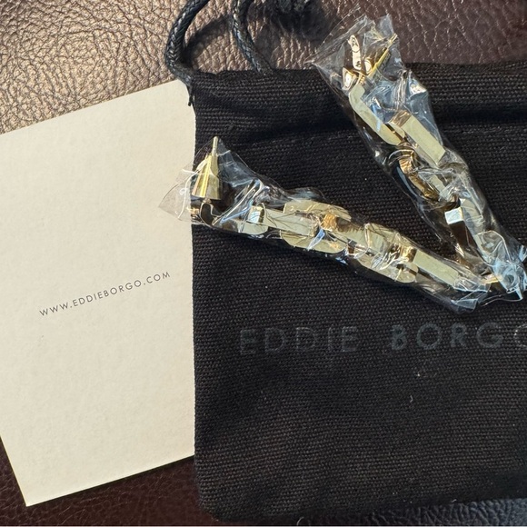 Eddie Borgo Gold Supra Chain Link Post Earrings 2” Drop 12k Gold Vermeil - Picture 7 of 7